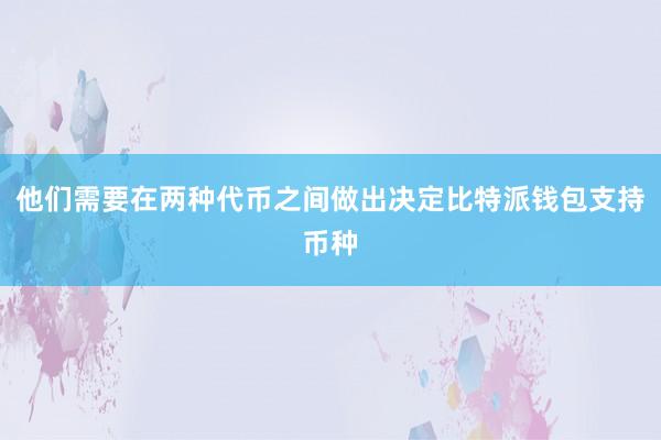 他们需要在两种代币之间做出决定比特派钱包支持币种