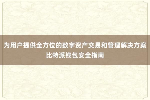 为用户提供全方位的数字资产交易和管理解决方案比特派钱包安全指南