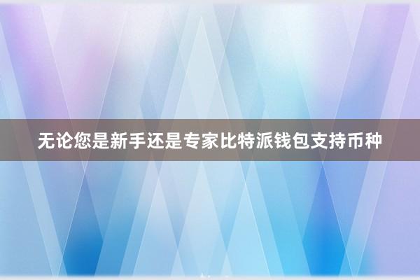 无论您是新手还是专家比特派钱包支持币种