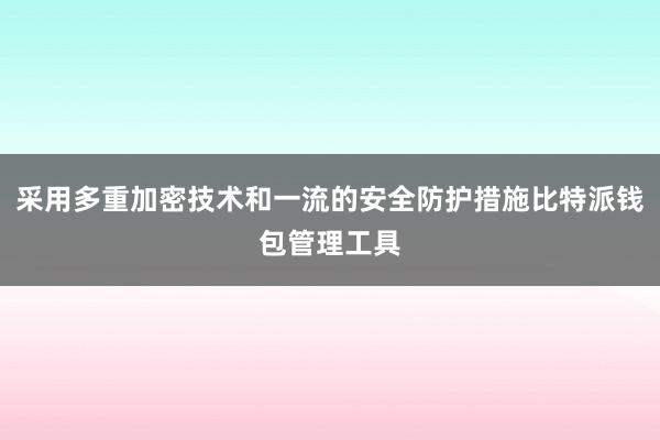 采用多重加密技术和一流的安全防护措施比特派钱包管理工具